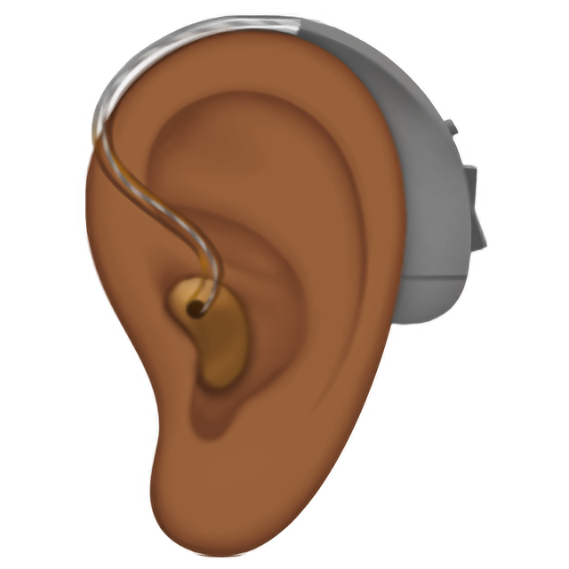 Ear With Hearing Aid: Medium-Dark Skin Tone