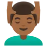 Man Getting Massage: Medium-Dark Skin Tone Emoji 💆🏾‍♂️ image - Google Noto Color style