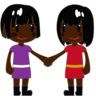 Women Holding Hands: Dark Skin Tone Emoji 👭🏿 image - Emojidex style