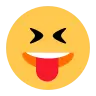 Rosto com a língua presa e os olhos bem fechados Emoji 😝 image - Tossface style