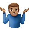 Man Shrugging: Medium Skin Tone Emoji 🤷🏽‍♂️ image - Apple style