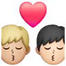 Kiss: Man, Man, Light Skin Tone, Medium-Light Skin Tone Emoji 👨🏻‍❤️‍💋‍👨🏼 image - Samsung style