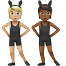 People With Bunny Ears: Medium-Light Skin Tone, Medium-Dark Skin Tone Emoji 🧑🏼‍🐰‍🧑🏾 image - Apple style