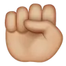 Raised Fist: Medium-Light Skin Tone Emoji ✊🏼 image - WhatsApp style