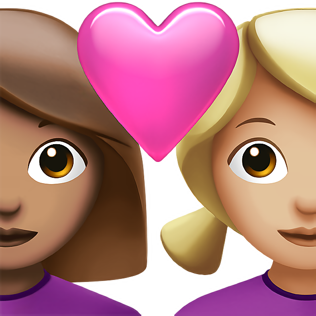 Couple With Heart: Woman, Woman, Medium Skin Tone, Medium-Light Skin Tone
