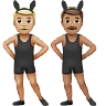Men With Bunny Ears: Medium-Light Skin Tone, Medium Skin Tone Emoji 👨🏼‍🐰‍👨🏽 image - Apple style
