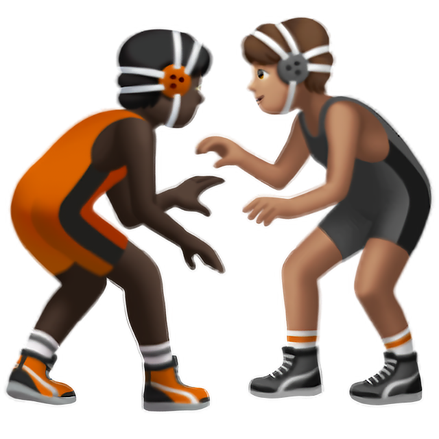 People Wrestling: Dark Skin Tone, Medium Skin Tone