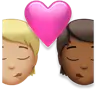 Kiss: Person, Person, Medium-Light Skin Tone, Medium-Dark Skin Tone Emoji 🧑🏼‍❤️‍💋‍🧑🏾 image - Apple style