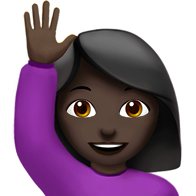 Woman Raising Hand: Dark Skin Tone