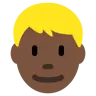 Man: Dark Skin Tone, Blond Hair Emoji 👱🏿‍♂️ image - Twitter / X (Twemoji) style
