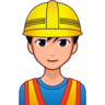 Man Construction Worker: Medium-Light Skin Tone Emoji 👷🏼‍♂️ image - Emojidex style