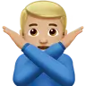 Man Gesturing No: Medium-Light Skin Tone Emoji 🙅🏼‍♂️ image - Apple style