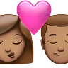 Kiss: Woman, Man, Medium Skin Tone Emoji 👩🏽‍❤️‍💋‍👨🏽 image - Apple style