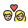 Kiss: Woman, Man, Medium-Light Skin Tone Emoji 👩🏼‍❤️‍💋‍👨🏼 image - OpenMoji style