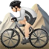 Person Mountain Biking: Light Skin Tone Emoji 🚵🏻 image - Apple style
