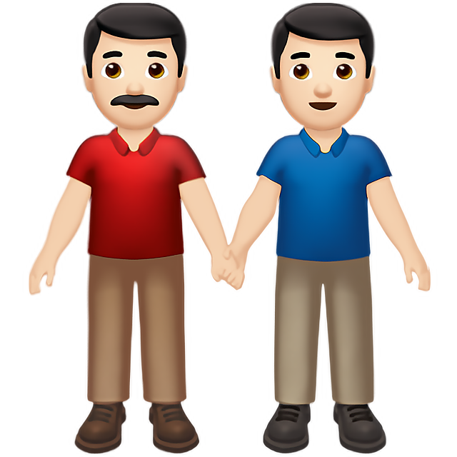 Men Holding Hands: Light Skin Tone, Medium-Dark Skin Tone