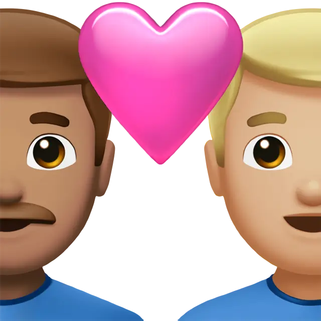 Couple With Heart: Man, Man, Medium Skin Tone, Medium-Light Skin Tone