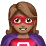 Woman Superhero: Medium Skin Tone Emoji 🦸🏽‍♀️ image - Apple style