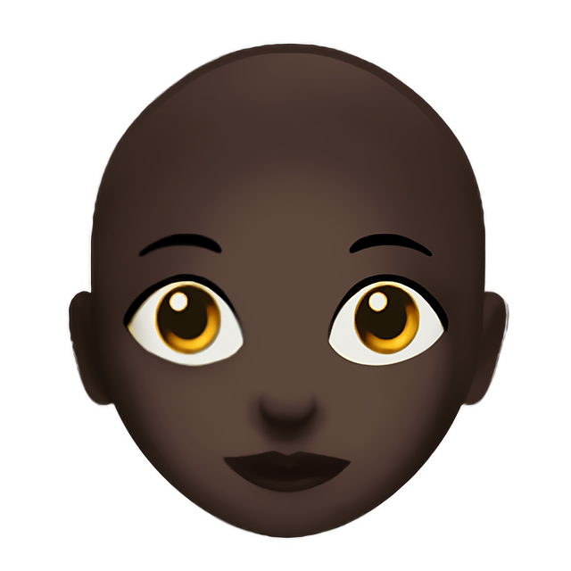 Woman: Dark Skin Tone, Bald