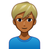 Man: Medium-Dark Skin Tone, Blond Hair Emoji 👱🏾‍♂️ image - Emojidex style