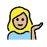 Woman Tipping Hand: Medium-Light Skin Tone Emoji 💁🏼‍♀️ image - OpenMoji style