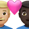 Couple With Heart: Man, Man, Medium-Light Skin Tone, Dark Skin Tone Emoji 👨🏼‍❤️‍👨🏿 image - Apple style