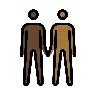 Men Holding Hands: Dark Skin Tone, Medium-Dark Skin Tone Emoji 👨🏿‍🤝‍👨🏾 image - OpenMoji style