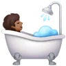 Person Taking Bath: Medium-Dark Skin Tone Emoji 🛀🏾 image - Samsung style