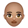 Woman: Medium Skin Tone, Bald Emoji 👩🏽‍🦲 image - WhatsApp style