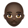 Woman: Dark Skin Tone, Bald Emoji 👩🏿‍🦲 image - WhatsApp style