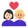 Couple With Heart: Woman, Woman, Light Skin Tone, Medium-Light Skin Tone Emoji 👩🏻‍❤️‍👩🏼 image - Tossface style