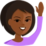 Person Raising Hand: Medium-Dark Skin Tone Emoji 🙋🏾 image - Facebook Messenger (2016) style