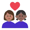 Couple With Heart: Woman, Woman, Medium Skin Tone, Medium-Dark Skin Tone Emoji 👩🏽‍❤️‍👩🏾 image - Tossface style