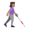 Woman With White Cane Facing Right: Medium Skin Tone Emoji 👩🏽‍🦯‍➡️ image - Microsoft Classic 2D style