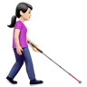 Woman With White Cane Facing Right: Light Skin Tone Emoji 👩🏻‍🦯‍➡️ image - Apple style