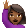Woman Raising Hand: Medium-Dark Skin Tone Emoji 🙋🏾‍♀️ image - Apple style