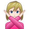 Woman Gesturing No: Light Skin Tone Emoji 🙅🏻‍♀️ image - Emojidex style