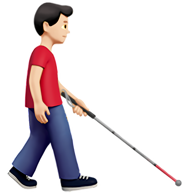 Man With White Cane Facing Right: Light Skin Tone
