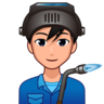 Man Factory Worker: Medium-Light Skin Tone Emoji 👨🏼‍🏭 image - Emojidex style