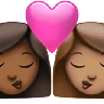 Kiss: Woman, Woman, Medium-Dark Skin Tone, Medium Skin Tone Emoji 👩🏾‍❤️‍💋‍👩🏽 image - Apple style