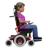 Woman In Motorized Wheelchair Facing Right: Medium Skin Tone