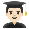 Man Student: Light Skin Tone Emoji 👨🏻‍🎓 image - Google Noto Color style