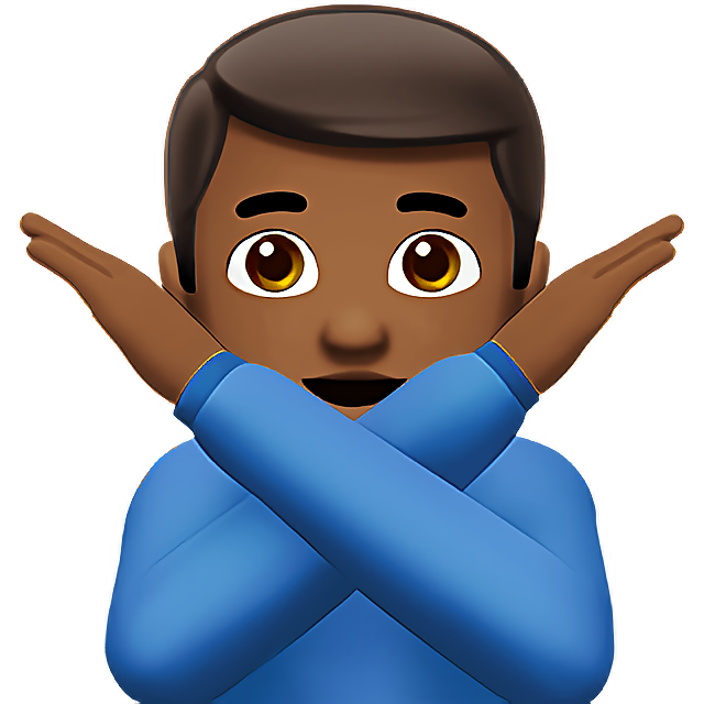 Man Gesturing No: Medium-Dark Skin Tone
