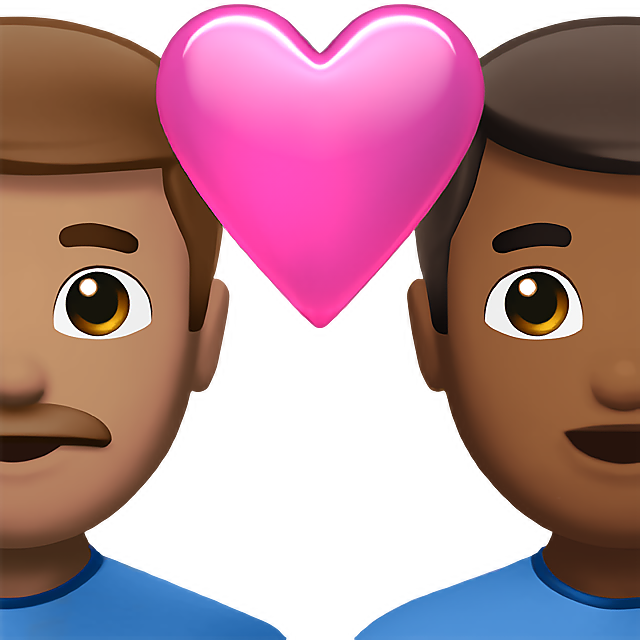 Couple With Heart: Man, Man, Medium Skin Tone, Medium-Dark Skin Tone