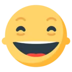 Cara sonriente con la boca abierta y los ojos sonrientes