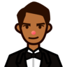 Person In Tuxedo: Medium-Dark Skin Tone Emoji 🤵🏾 image - Emojidex style