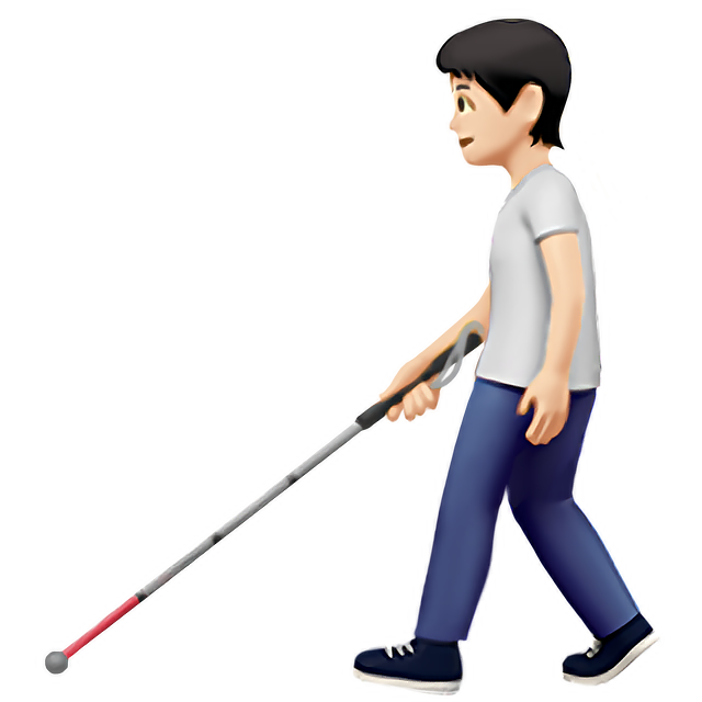 Person With White Cane: Light Skin Tone