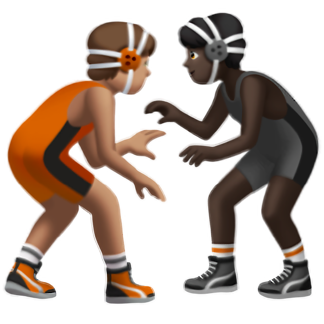 People Wrestling: Medium Skin Tone, Dark Skin Tone