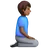 Man Kneeling Facing Right: Medium-Dark Skin Tone