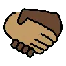 Handshake: Medium Skin Tone, Dark Skin Tone Emoji 🫱🏽‍🫲🏿 image - OpenMoji style